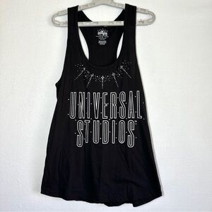 Universal Studios Black Tank Top XL Racerback Rhinestones 100% Cotton Bling
